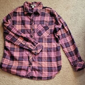 Sonoma Pink and Brown Plaid Long Sleeve Shirt